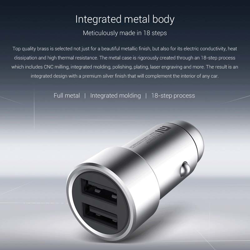 Original Xiaomi Car Charger QC 3.0 Dual USB Quick Charge 5V/3A 9V/2A Mi Car-Charger For Android iOS For iPhone Samsung Huawei