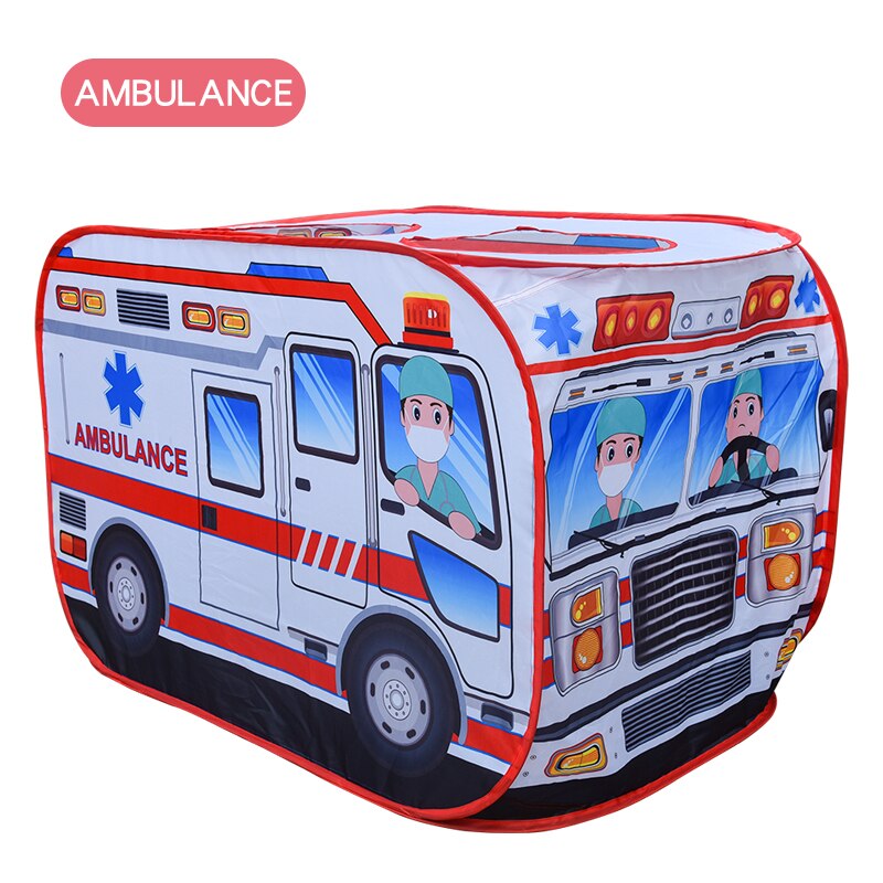 Børns indendørs spil folde telt udendørs brandbil politibus folde pop-up legetøjstelt brand model husbus: Jhc