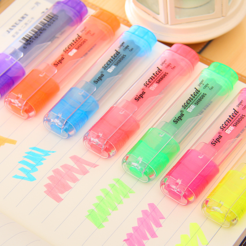 7 Kleuren Sipa Leuke Koreaanse Type Met Snoep Kleur Fluorescerende Markeerstift Water Kleur Marker Pen Voor Paint Draw School supply