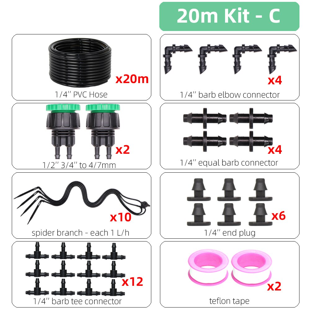 RBCFHI 5-50M Micro Spider Drip Irrigation System 4/7mm Main Line Potted Distribution Watering Kit Indoor Balcony Garden Set: C