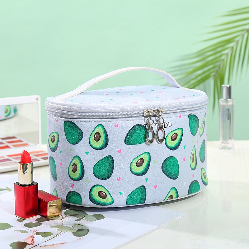Rits Reizen Avocado 'S Patroon Cosmetische Tas Voor Vrouwen Make Up Box Draagbare Vrouwelijke Make-Up Tas Organizer Beauty Toilettas Kit Case: Gray
