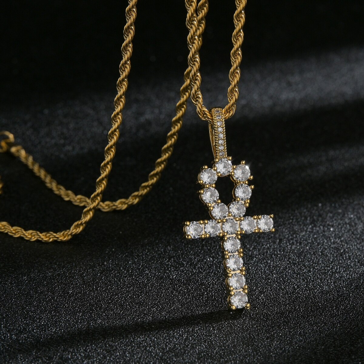 Sifisrri Verschiedene Vintage Edelstahl Diamant Kreuz Choker Halskette für Frauen Twist Kette Geburtstag Schmuck: Style 3 Gold / 24inch 60cm