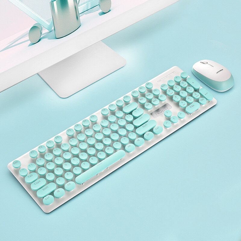 Gelée peigne Ultra mince 2.4G sans fil clavier et souris Combos pour PC portable bonbons rose femmes fille maison bureau clavier souris ensemble: Blue