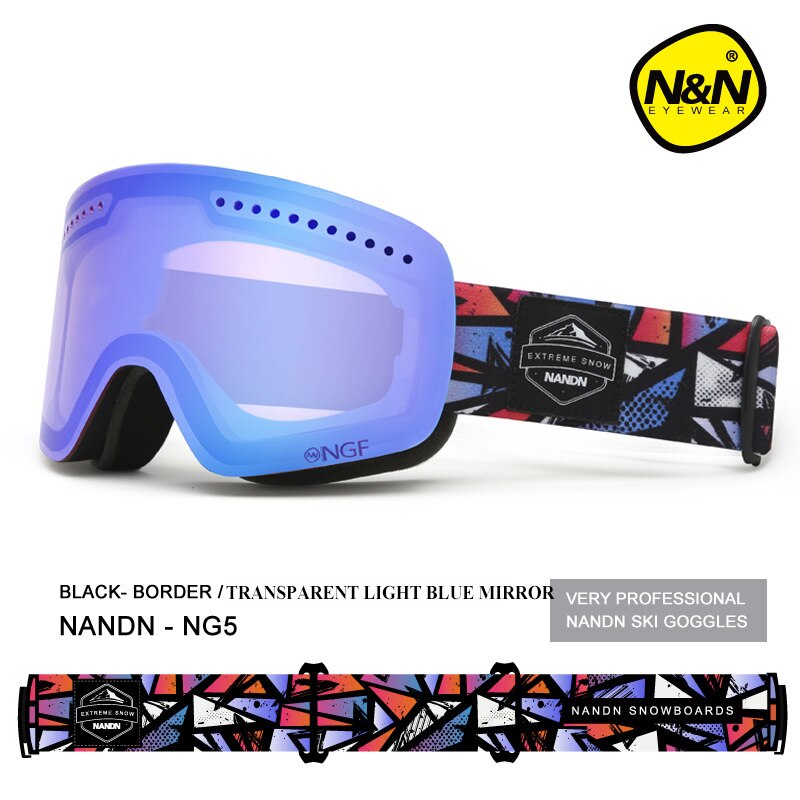 NANDN Ski Goggles Double Layer UV 400 Anti-Fog Ski Mask Glasses Men Women Skiing Snow Snowboard Goggles Multifunction Eyewear