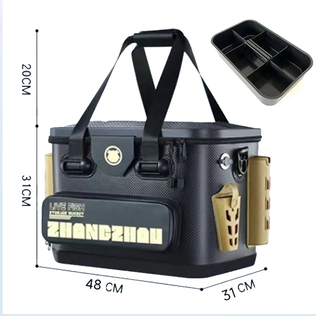 Barril de pesca, caja de peces vivos, anzuelo de pesca multifuncional EVA, caja de cuentas de parada, cubo de pesca grueso portátil de gran capacidad: Blanco