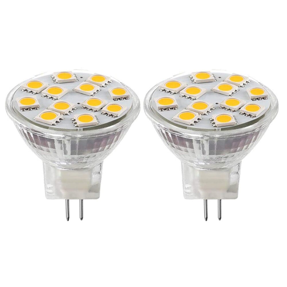 MR11 Led Spotlight 5050 Wit Licht Warm Wit 12LED 12v2.5W Halogeen Vervangende Lamp GU4 Dual Pin Base Sieraden Display 1 stuks