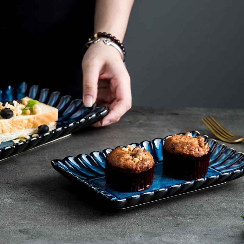 Japanese-style Rectangle Ceramic Dishes Plates Western Style Steak Plate Fruit Salad Dessert Plate Decorative Tableware