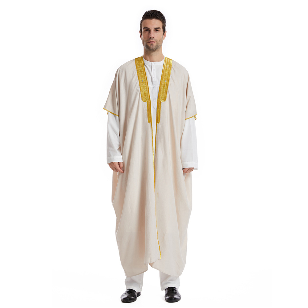 Mannen Open Abaya Moslim Saudi Jubba Thobe Islamitische Kleding Ramadan Kimono Lange Mouw Gewaad Caftan Dubai Stand Kraag Arabische Jurk: M / green