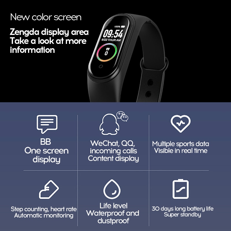 M4 smart band hjertefrekvens blodtryksmåler smart armbånd fintness aktivitet trackeer smart armbåndsur med øretelefon