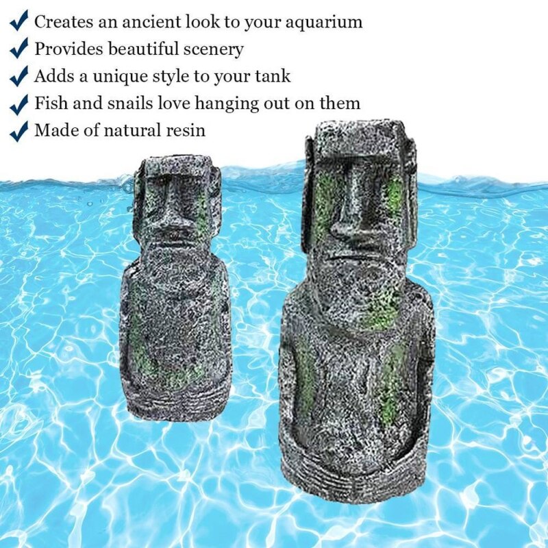 1pc Easter Island Moai Monolith Statue Resin Ancient Fish Tank Aquarium Decorations Desktop Ornaments