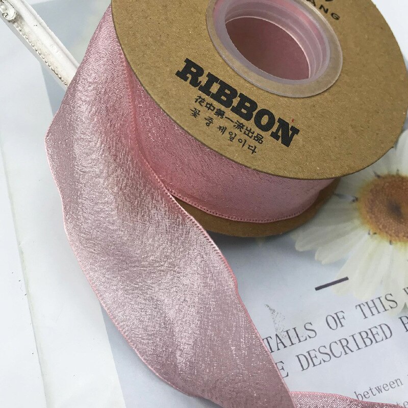 Cinta de gasa arrugada de 25 yardas y 40mm, Material para tocados Diy, para Tartas, flores estilo Bandage, accesorios de decoración de ropa: han pink