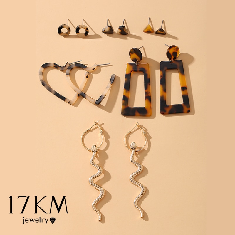 17Km Mode Acryl Hoepel Oorbellen Voor Vrouwen Goud Kleur Grote Cirkel Oorbellen Geometrische Ronde Hart Earring Brincos Sieraden