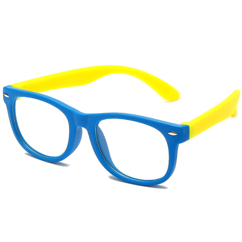 WarBLade Anti Blue Light Kids Glasses Children Square Optical Frame Eyeware Boy Girls Computer Transparent Eyeglasses UV400: blue yellow