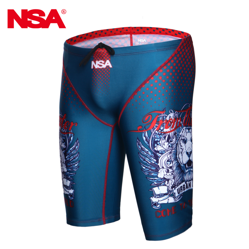 NSA Professionele Mannen Concurrerende Zwembroek Badmode Jammer sneldrogende Strand Shorts Badpak Vijfde Broek Plus Size