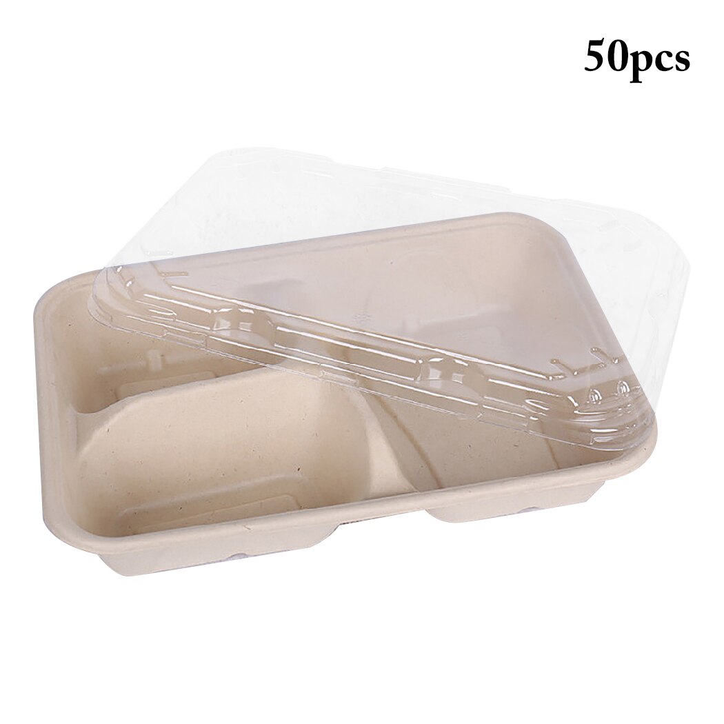 50PCS Paper Food Container 3-Compartment Food Packing Box Meal Prep Container Disposable Meal Prep Containers Food Takeout Boxes
