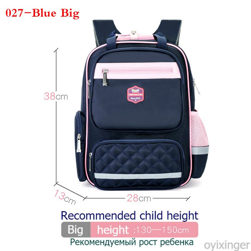 Basisschool schooltas meisjes 1-3-6e klas 5-12 jaar kinderrugzak lichtgewicht kinderrugzakken voor school tienerjongens tas: 027- blauwe grote