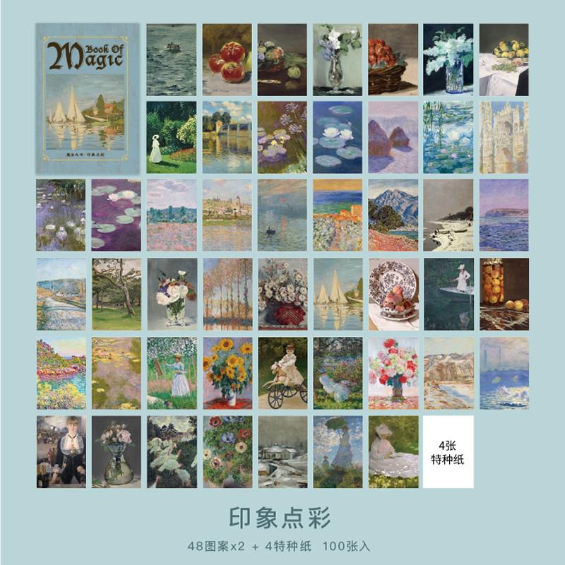 100 ark/paket vintage magisk bok tema anteckningsblock retro bärbart anteckningsblock journal scrapbook diy dekor material papper mini anteckning: A