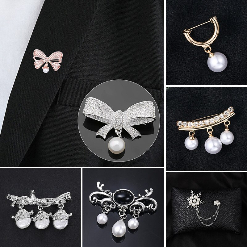 Rhinestone Broches Voor Vrouwen Parel Metalen Pinnen Sjaal Gesp Clip Kleding Accessoires Kerst Sieraden