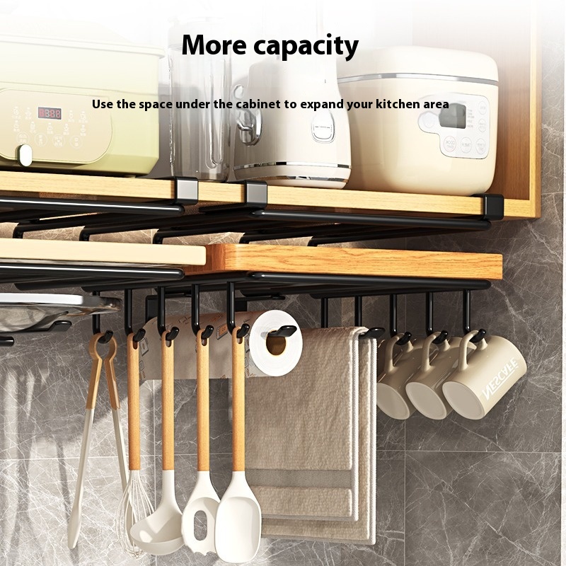 Hanging Rack Under Kitchen Cabinet Household art organizing rack cutting board rack hook pot cover utensils storage rack