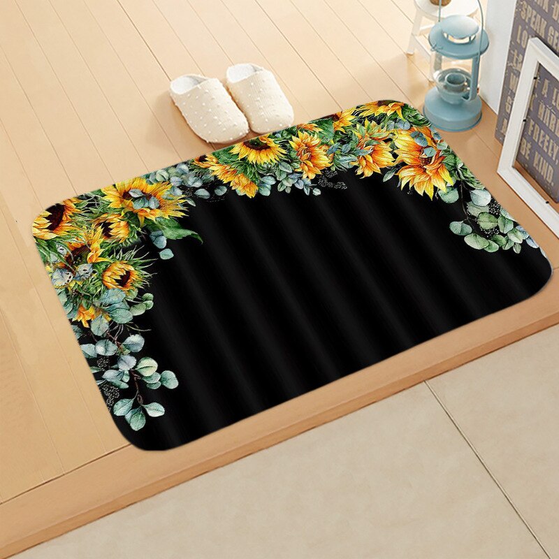 Zonnebloem Patroon Keuken Bad Deur Mat Slaapkamer Antislip Coral Fluwelen Absorberende Tapijt Tapijt Eenvoudige Home Decor Deurmat: 2DD-48120-007
