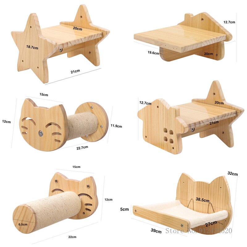 Grenen Massief Houten Diy Kat Klimrek Kat Muur Opknoping Kat Nest Krabpaal Kat Hangmat Trap Kamer Kat Opknoping bal Speelgoed