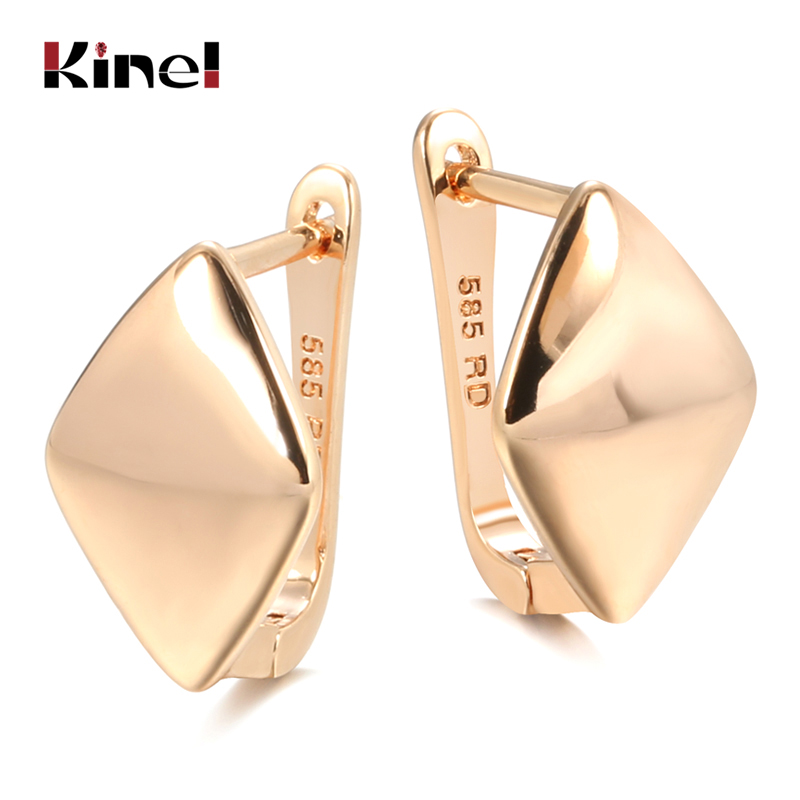 Kinel Glossy Dangle Earrings 585 Rose Gold Simple Square Earrings For Women Daily Fine Jewelry: BROWN