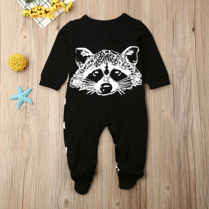 2019 Primavera Outono Bebê Roupas Menino Animal Print Tampa Do Pé Da Criança Do Bebê Romper Macacão de Manga Longa Roupas Playsutits