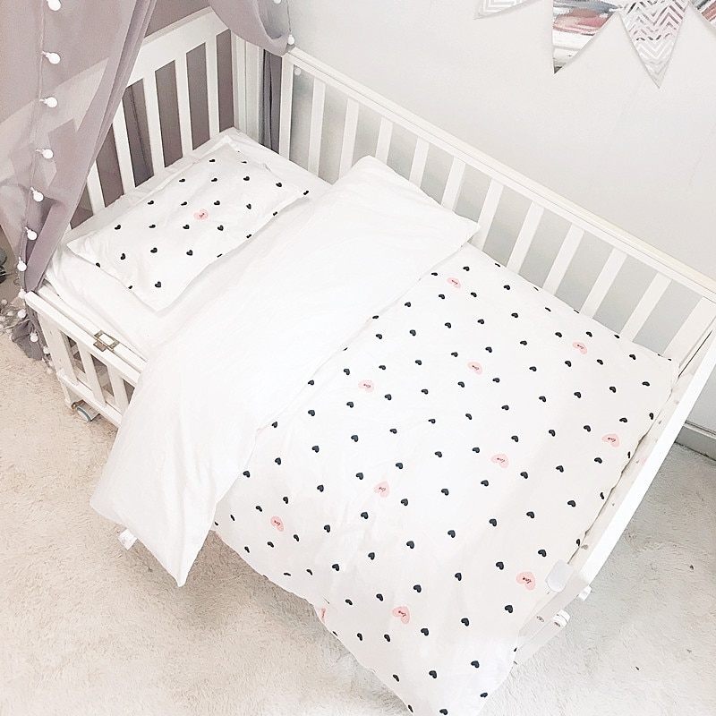3pcs/set All Cotton Baby Bedding Set Newborns Crib Bedding Baby Boys Girls Bed Linens Kit Quilt Cover Fitted Sheet Pillowcase