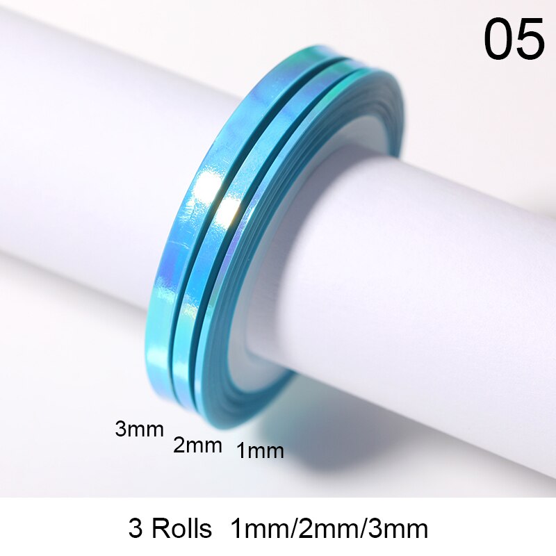 3 rollos de cintas adhesivas para uñas, 1mm, 2mm, 3mm, 1 rollo: 5