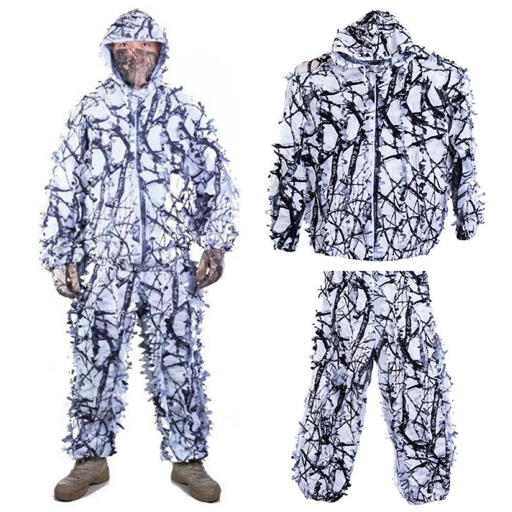 1 Juego de ropa de camuflaje blanco para nieve al aire libre ropa de la cubierta de la hoja de arce ropa de caza camuflaje nieve invierno cálido Clothin Y2E2