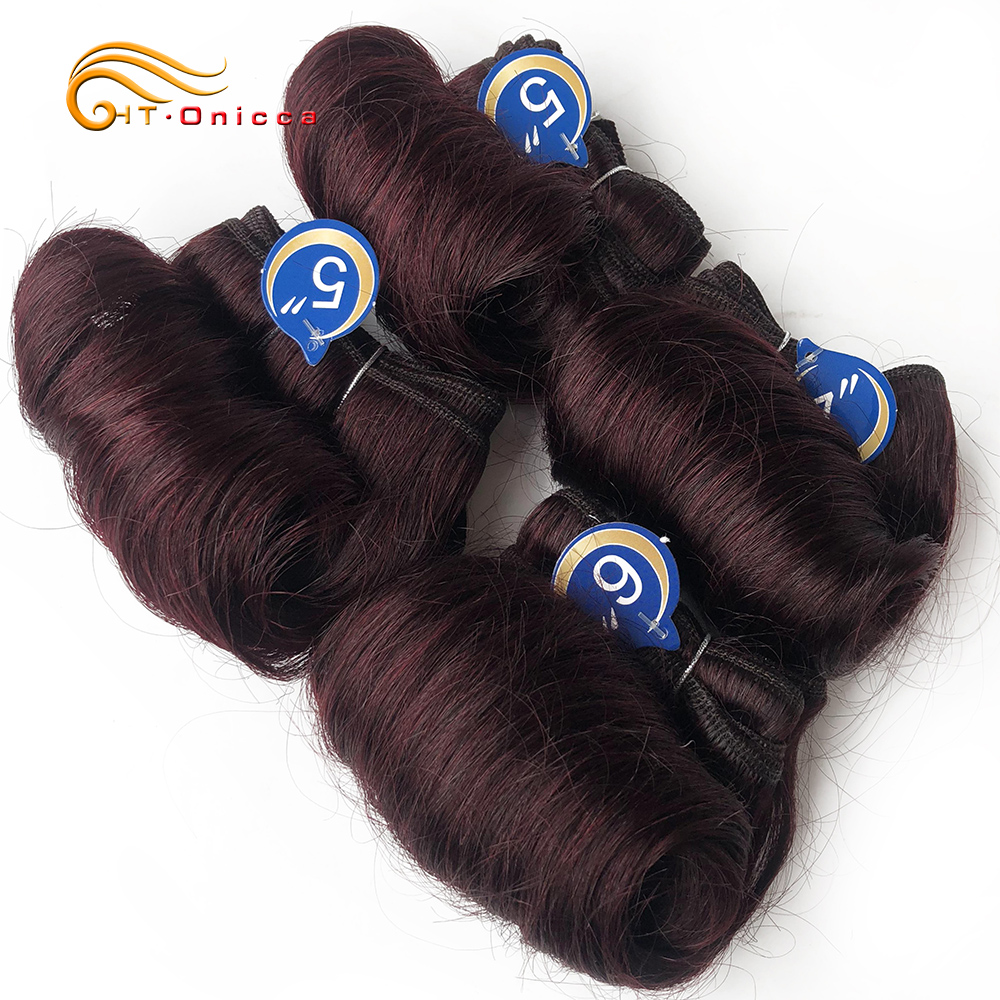 Tissage en lot malaisien naturel bouclé, produits capillaires courts, Extensions de cheveux ondulés, 4 pièces/lot: # 99J