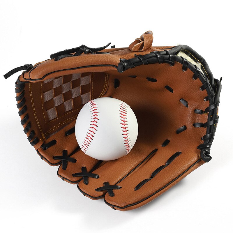 Outdoor Sport 2 Kleuren Honkbal Handschoen Softbal Praktijk Apparatuur Rechterhand Voor Volwassen Man Vrouw Trein, Bruin 12.5 Inch