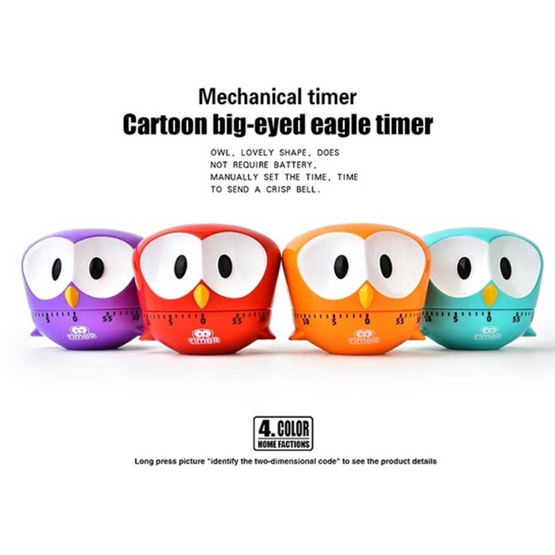 1 Pcs Mechanische Timer Cartoon Plastic Big Eye Eagle Stijl Keuken Gadget Keuken Koken Ei Timer Blauw/Rood/groen/Orange