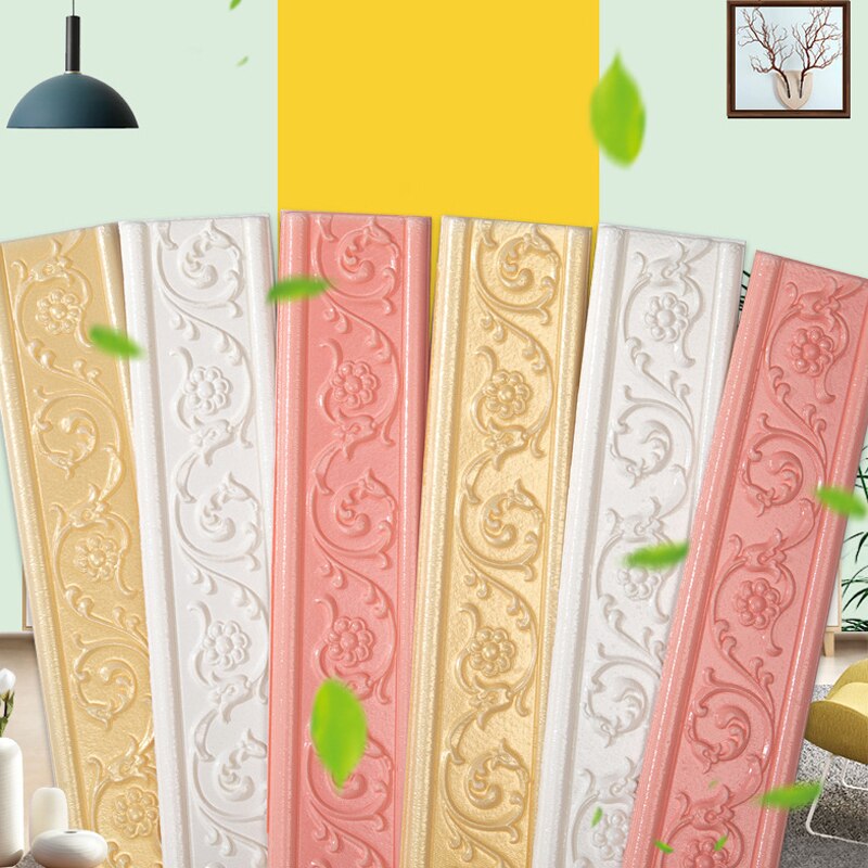 Self Adhesive 3D Foam Wall Stickers Waterproof Baseboard Wallpaper Border Wall Sticker Living Room Bedroom House Decorations