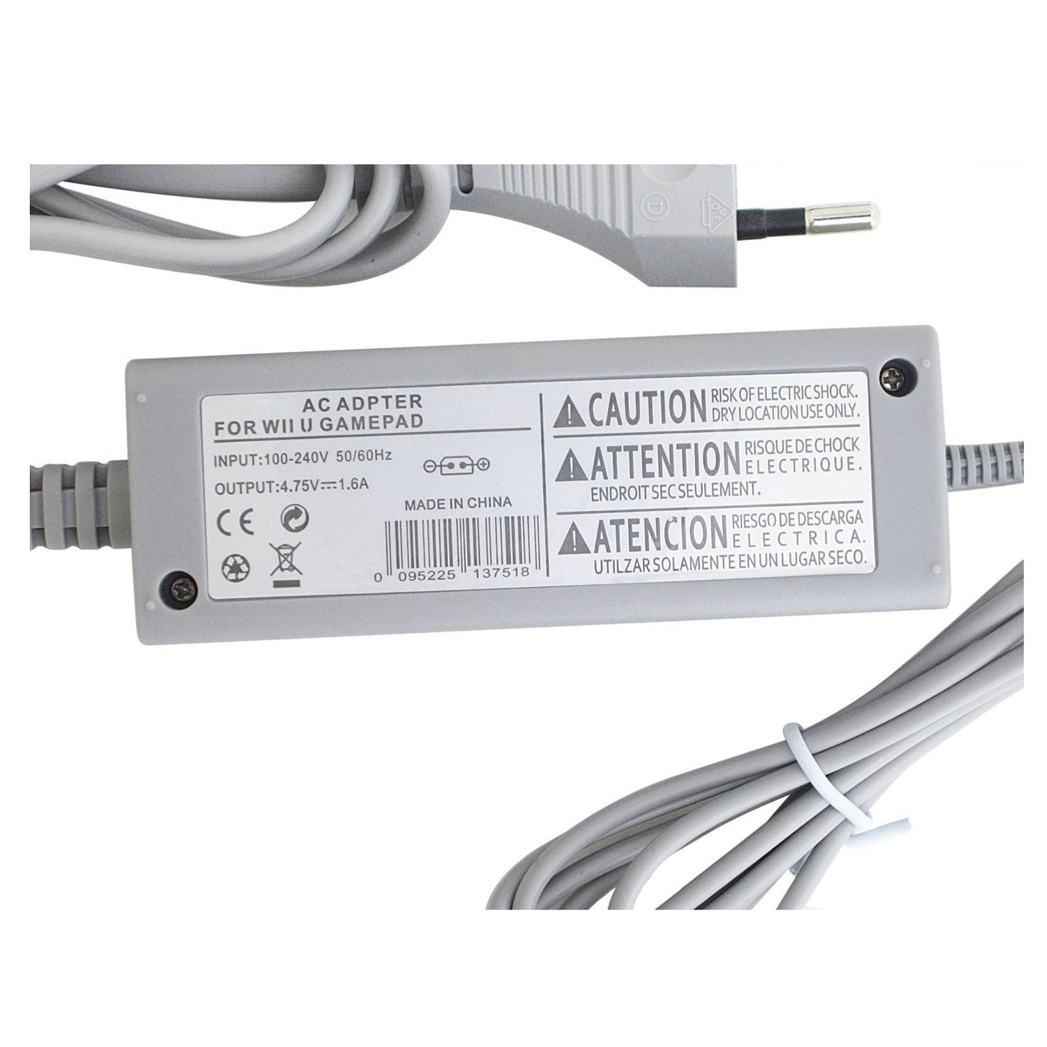 voll-100-240V AC Adapter Netzteil für Nintendo Wii Konsole und Gamepad Grau