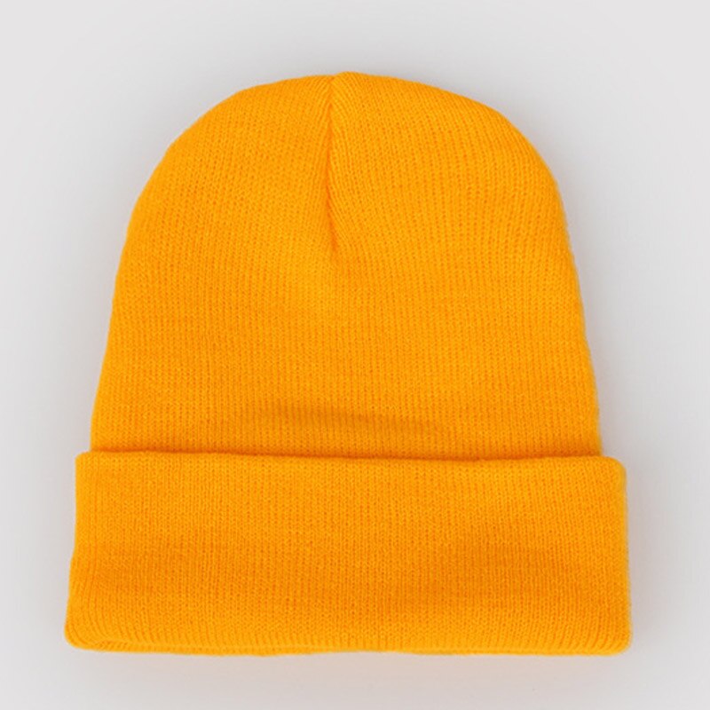 Dam enfärgade vintermössor varma stickade mössor för kvinnor män mjuk manschett skullies neongrön orange gul grå lila beige