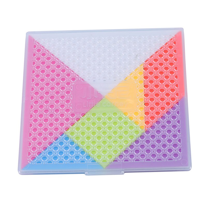 Regenboog Kleur Plastic Tangram Diy Hersenen Puzzel Kid Leren Onderwijs Puzzels Speelgoed Stijl 14*14 Cm Kinderen Jigsaw puzzel: Default Title