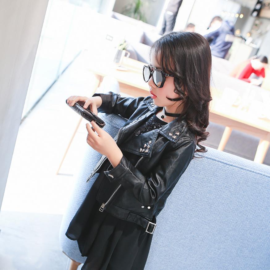 Kinderen PU Leren Jas Baby Jongen Meisje Kleding Lente Herfst Klinknagel Leren Jas Revers Motorfiets Jas Kids Uitloper Y658