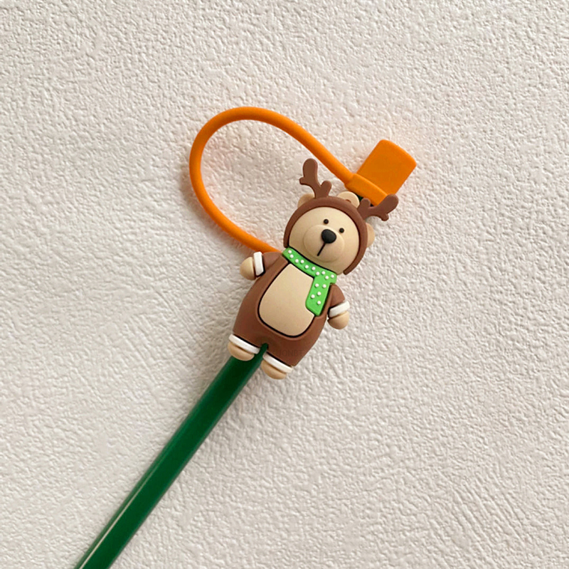 Hallowmas Pumpkin Straw Cover Cap Suitable For Starbucks 7-8mm Sippy Tumbler Cup Silicone Straw Covers Reusable Dust Stopper: light yellow