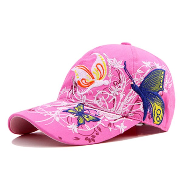 Youbome baseball keps hattar för kvinnor snapback fjärilar blommor kvinnlig bomull broderi ben gorras pappa hatt kepsar: Rosröd