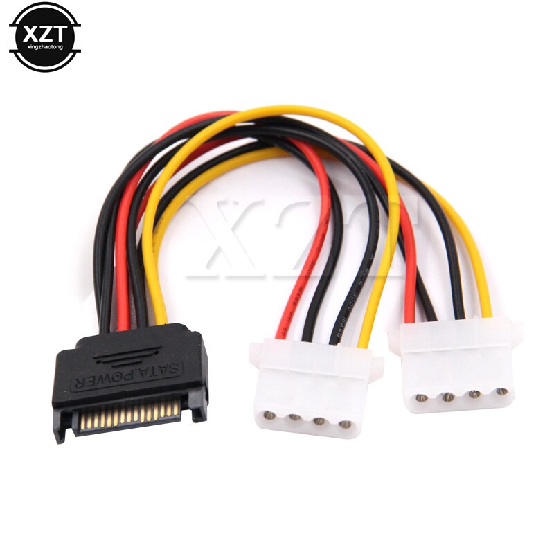 15 Pin SATA to 2 Male to Female 4 Pin Molex standard IDE HDD Advanced Power supply Hard Drive Cable connector
