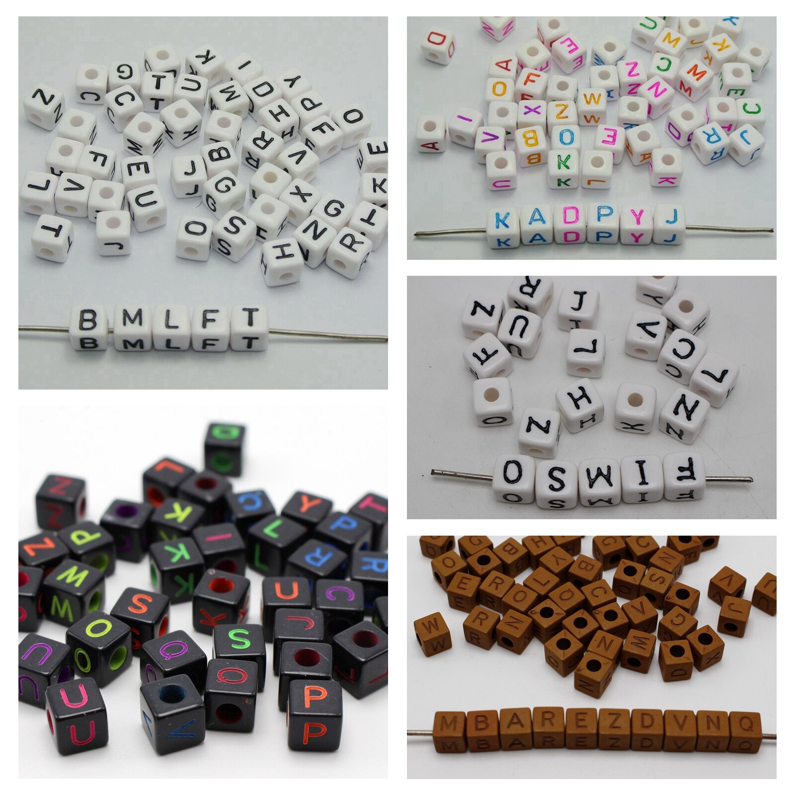 Kids Craft DIY Assorted Alphabet Letter Acrylic Cube Pony Beads 8mm 10mm
