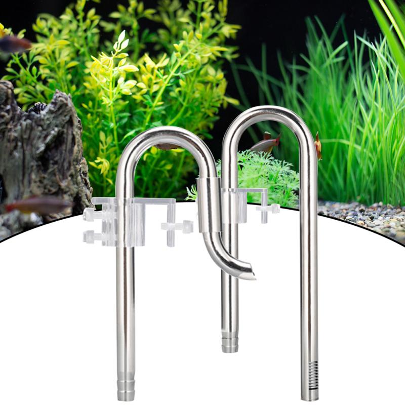 2pcs Aquatic Lily Pipe Set Waterflow Adjustable Stainless Steel Rustproof Aquarium Filter Tubing Inflow Outflow