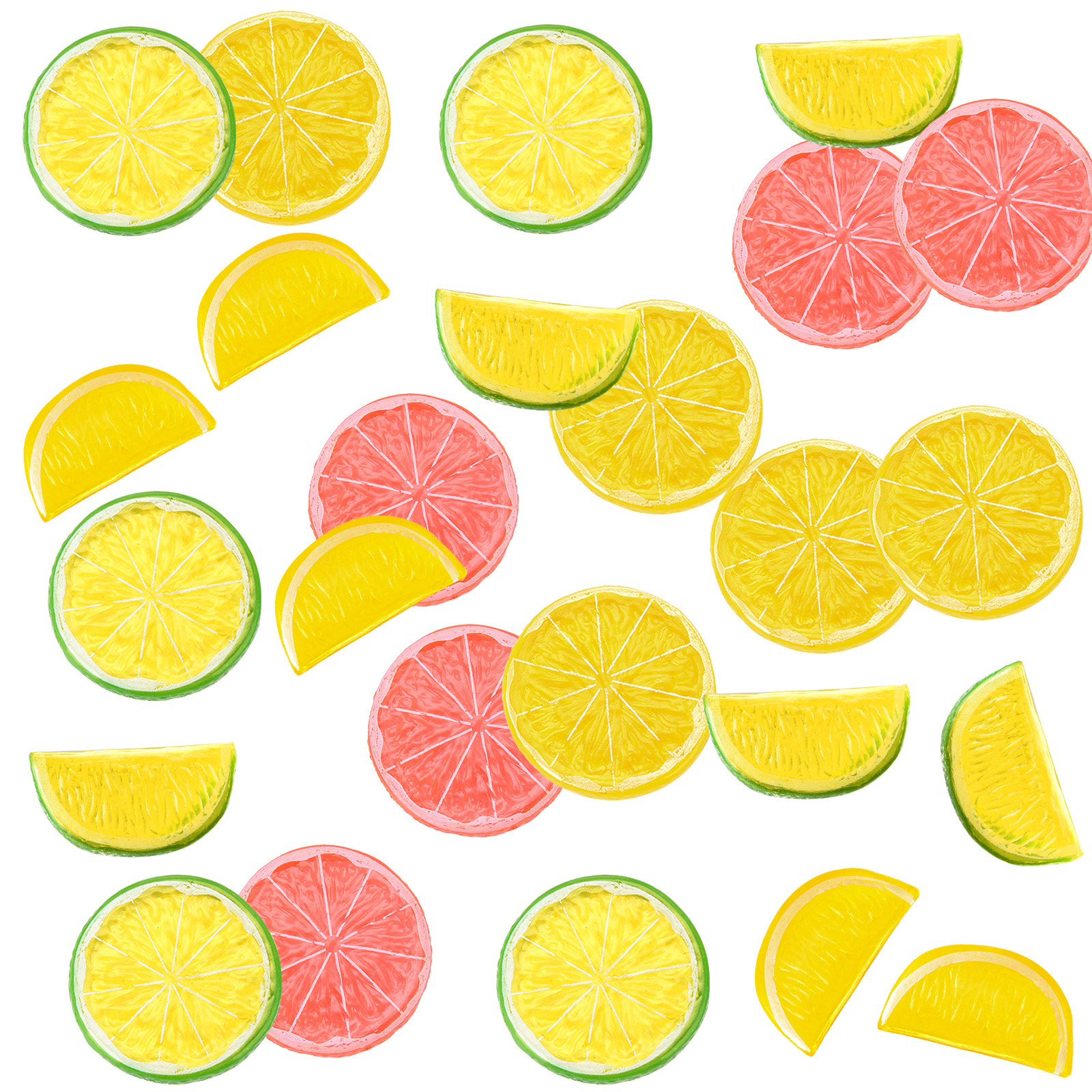 25/30Pcs Simulation Fruit Slices Plastic Realistic Photography Props For Decoration Kitchen Room Party Artificial Lemon: A3 25PCS