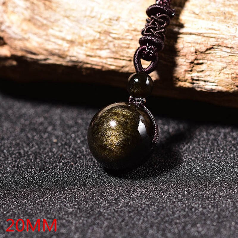 Regenboog Oog Obsidiaan Kraal Hanger Gouden obsidiaan Kralen Ketting Geluk Amulet Liefhebbers Kralen Bal Overdracht Sieraden Voor Vrouwen Mannen: Golden 20MM