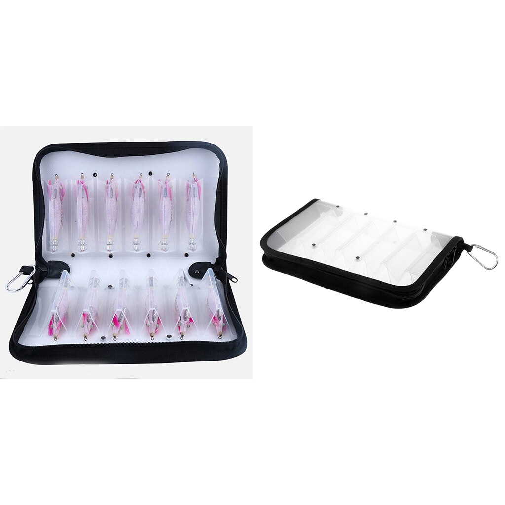 2pcs Fishing Utility Box Lures Squid Jig Wallet Storage Bag 12 Compartments