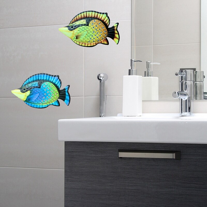 Metal Fish Wall Art For Home And Garden Decoration Outdoor Animales Jardin Colour Glass Statues Sculptures