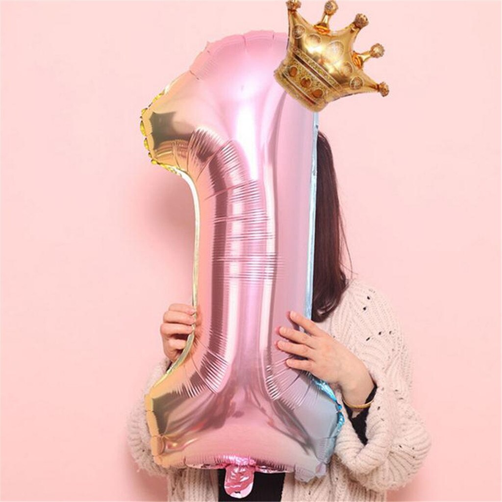 32inch Number Aluminum Foil Balloons Rose Gold Silver Digit Figure Balloon Child Adult Birthday Wedding Decor Party Supplies: B