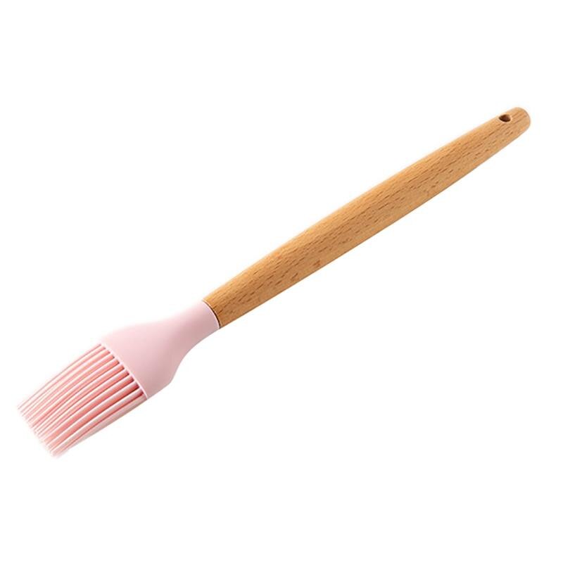 Ustensile de cuisine rose en Silicone de supérieure, avec manche en bois Flexible antiadhésif, ustensile de cuisine domestique: 8