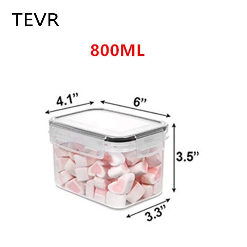 Kitchen Storage Food Storage Containers Jars for Bulk Cereals Plastic Transparent Sealed Cans for Flour Sugar Oatmeal Spices: 800ml